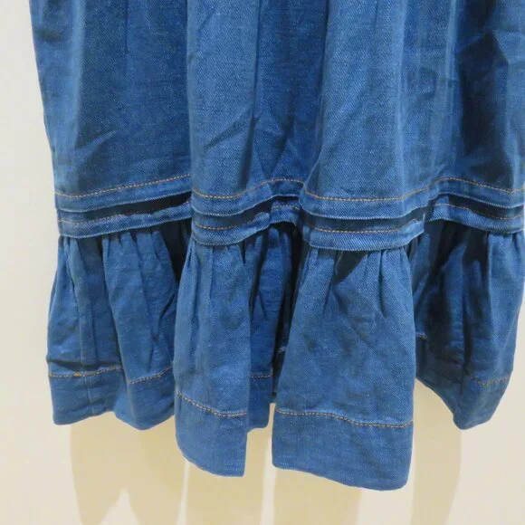BY ANTHROPOLOGIE The Somerset Mini Dress Denim Edition Tiered Boho Comfort XS - Picture 13 of 15